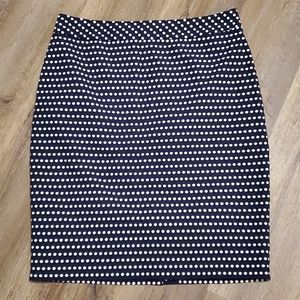 Navy Polka Dot Pencil Skirt